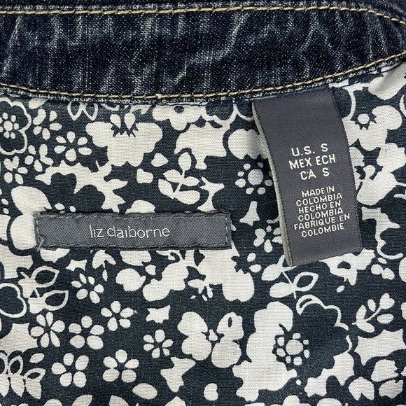 LIZ CLAIBORNE DENIM JEAN SCALLOPED JACKET SIZE SMALL - Picture 8 of 12